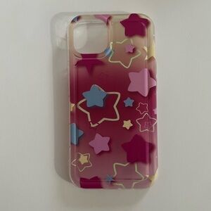 IPhone 13 case with Multicolored stars and yellow to pink ombré finish!!